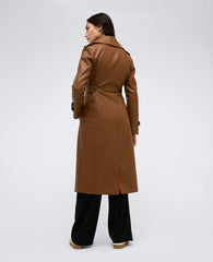 Kenneth Cole Faux Leather Belted Trench Coat – Cognac | Kenneth Cole | COGNAC