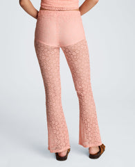 Kenneth Cole Stretch Lace Pull On Flare Pant with Inner Short | SOFT PEACH