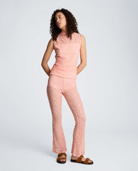 Kenneth Cole Stretch Lace Pull On Flare Pant with Inner Short | SOFT PEACH