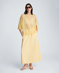 Kenneth Cole Semi Sheer Crew Neck with Slit Sleeves | PASTEL YELLOW