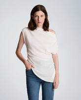 Kenneth Cole Asymmetrical Drape Neck Top | PURE WHITE