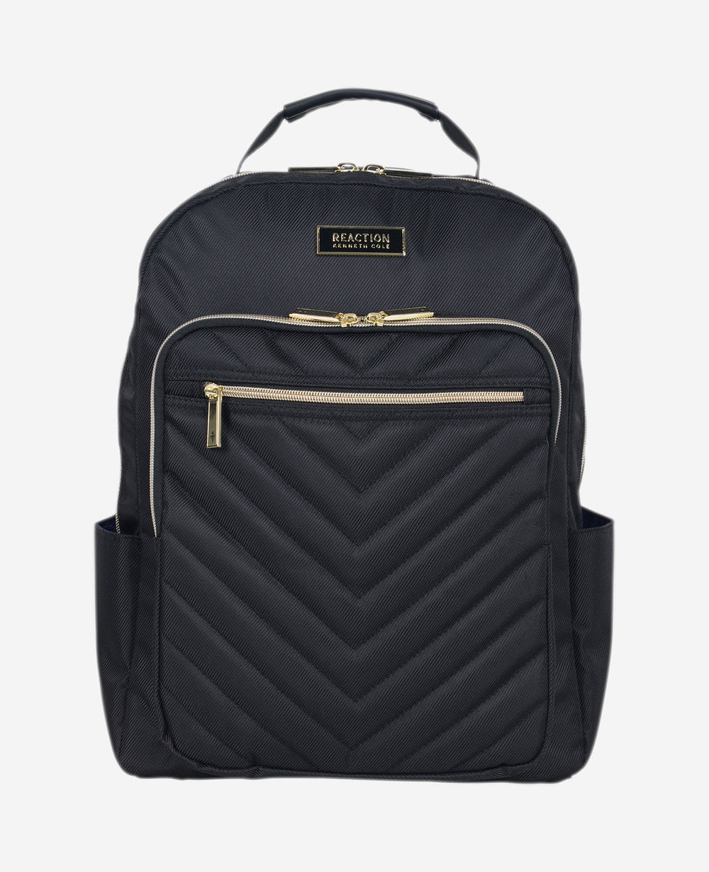Kenneth Cole Shop Quilted 15.6" Laptop Backpack – Chelsea Chevron, Black | KC | BLACK