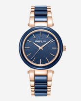 Kenneth Cole Shop Women’s Two-Tone Blue Ceramic Bracelet Watch | KC | BLUE / ROSE GOLD