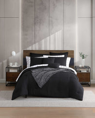 Kenneth Cole Variegated Waffle Comforter Set | BLACK