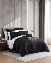 Kenneth Cole Variegated Waffle Comforter Set | BLACK