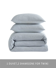 Kenneth Cole Solid Waffle Duvet Set | VAPOR BLUE