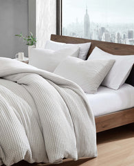 Kenneth Cole Shop Reversible Grey Waffle Duvet Cover Set | KC Home | GREY