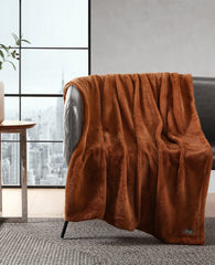 Kenneth Cole Faux Fur Solid Throw Blanket | ORANGE