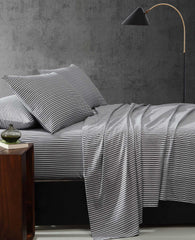 Kenneth Cole Twill Stripe Texture Sheet Set | BLACK/WHITE