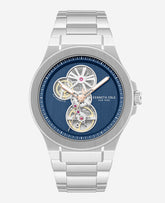 Kenneth Cole Skeleton Automatic Gunmetal Dial Stainless Steel Bracelet Watch | SILVER