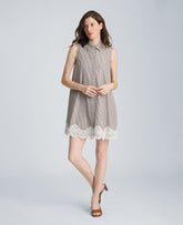 Kenneth Cole Halter Shirt Swing Dress with Lace Hem | BRUNETTE/PUR WHT