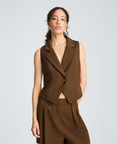 Kenneth Cole Fitted One Button Notch Collar Vest | BRUNETTE/PUR WHT