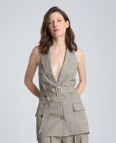 Kenneth Cole Halter Vest with Belt | TAUPE/LAKE BLUE MULTI