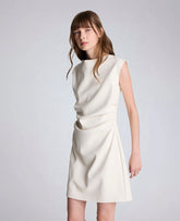 Kenneth Cole Vegan Leather Boatneck Rouched Waist Short Dress | OYSTER
