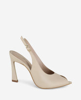 Kenneth Cole Priya Leather Peep-Toe Slingback Heel | NATURAL LEATHER
