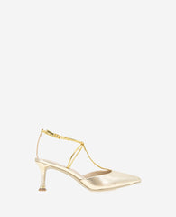 Kenneth Cole Umi Gold Snake T-Strap Metallic Heel Pump | Kenneth Cole | GOLD SNAKE