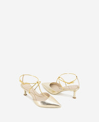 Kenneth Cole Umi Gold Snake T-Strap Metallic Heel Pump | Kenneth Cole | GOLD SNAKE