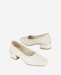 Kenneth Cole Birdie Ecru Woven Leather Pump – 1.5" Heel for Women | ECRU WOVEN LEATHER