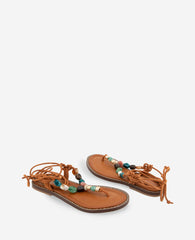 Kenneth Cole Santiago Suede Stone Embellished Wrap Around Sandal | PECAN