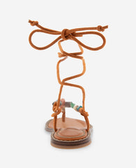 Kenneth Cole Santiago Suede Stone Embellished Wrap Around Sandal | PECAN