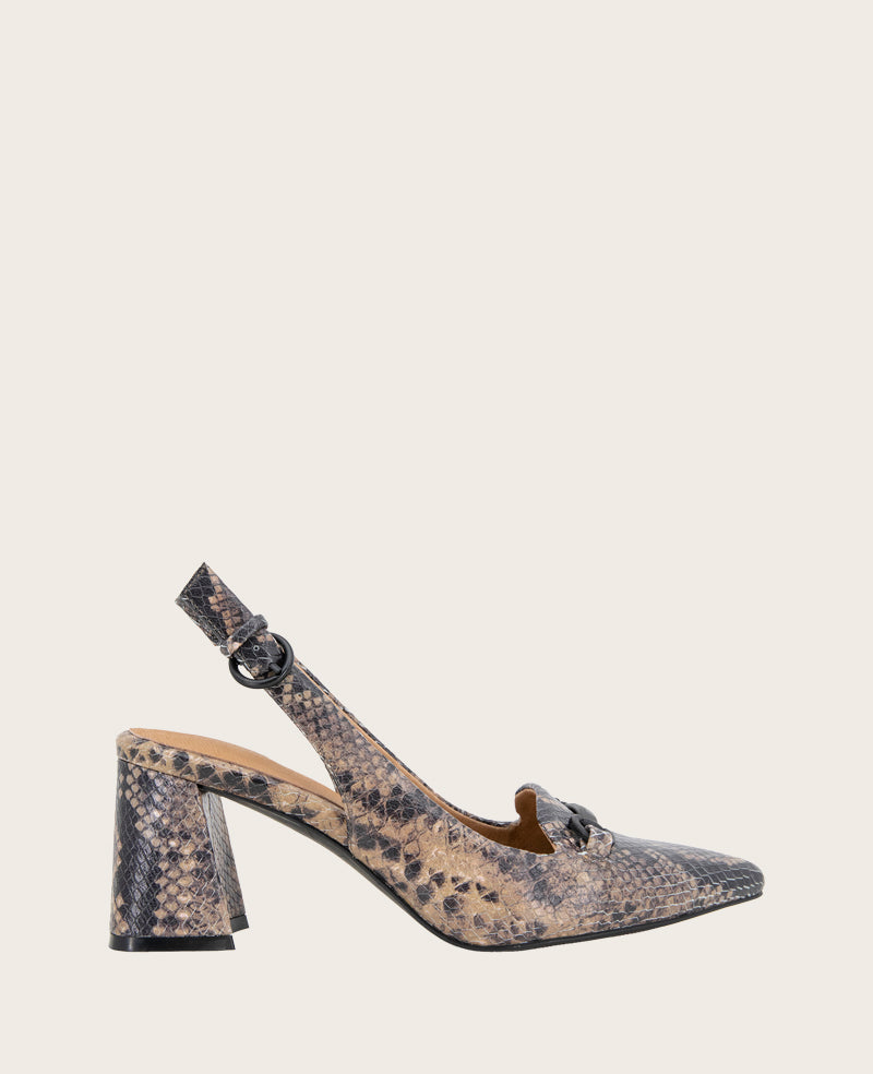 Kenneth Cole Diana Leather Bow Heel – Gentle Souls by Kenneth Cole | BROWN SNAKE LEATHER