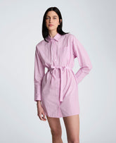 Kenneth Cole Striped Poplin Drop Shoulder Short Shirt Dress | CANDY PINK MULTI