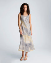 Kenneth Cole Printed Sequin Mesh Maxi Slip Dress | PASTEL YELLOW MULTI