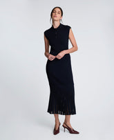 Kenneth Cole Polo Neck Sweater Dress with Sheer Hem Inserts | DARK NAVY