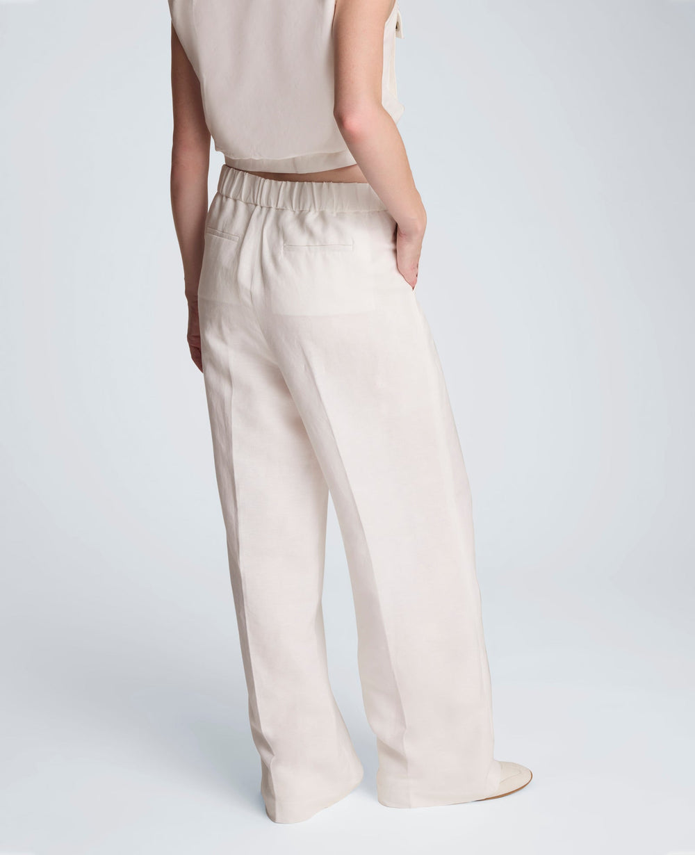 Kenneth Cole Pull On Wide Leg Linen Pant | PURE WHITE