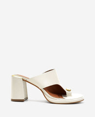 Kenneth Cole Syndika Leather Stone Toe Ring Heeled Sandal | ECRU LEATHER