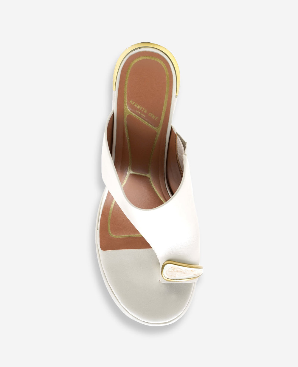 Kenneth Cole Syndika Leather Stone Toe Ring Heeled Sandal | ECRU LEATHER