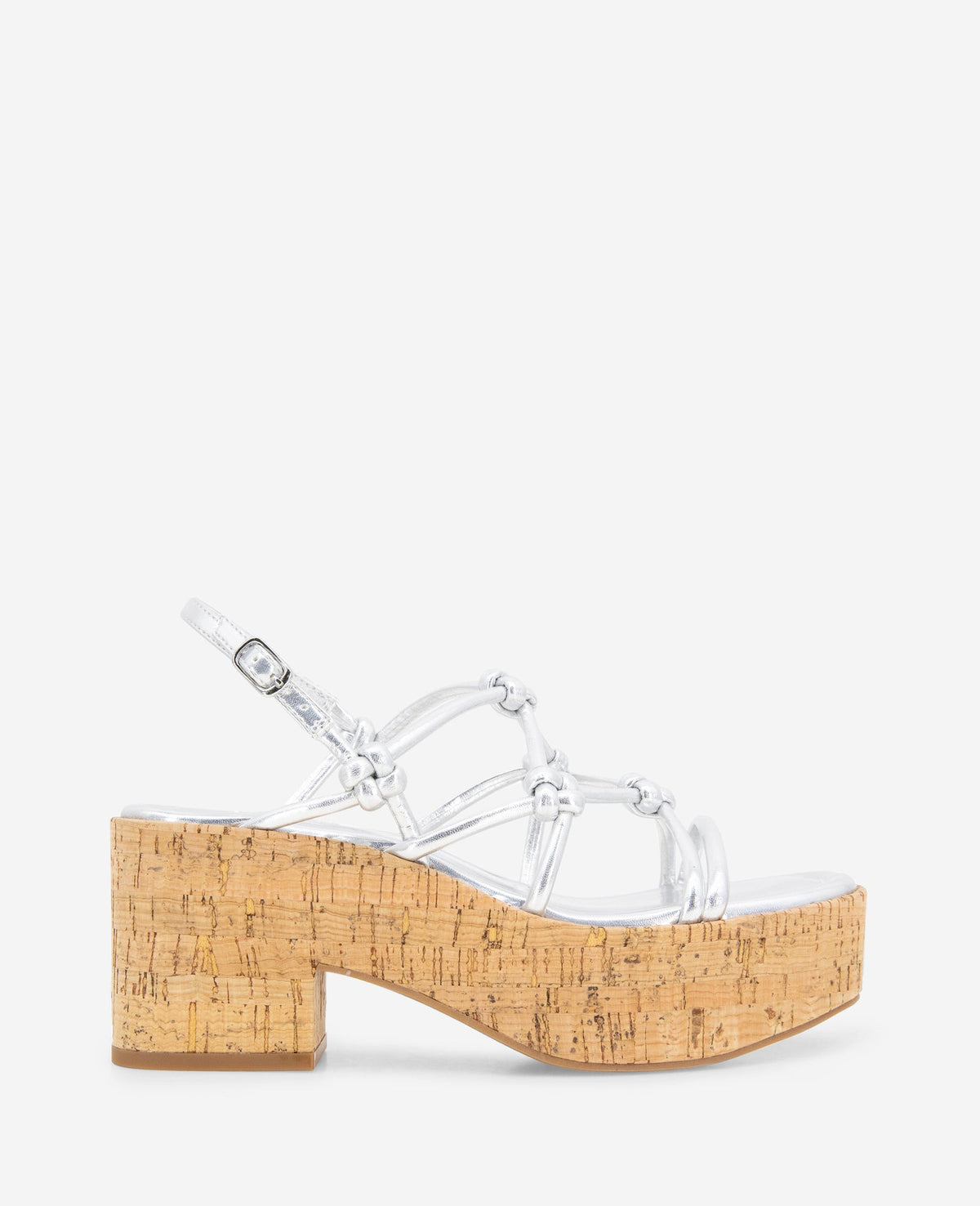 Kenneth Cole Shop Essa Silver Metallic Cork Platform Sandal | KC Reaction | SILVER METALLIC