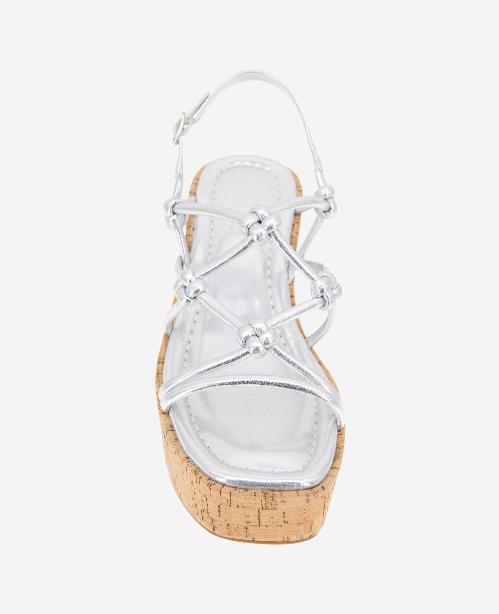 Kenneth Cole Shop Essa Silver Metallic Cork Platform Sandal | KC Reaction | SILVER METALLIC