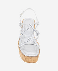 Kenneth Cole Shop Essa Silver Metallic Cork Platform Sandal | KC Reaction | SILVER METALLIC