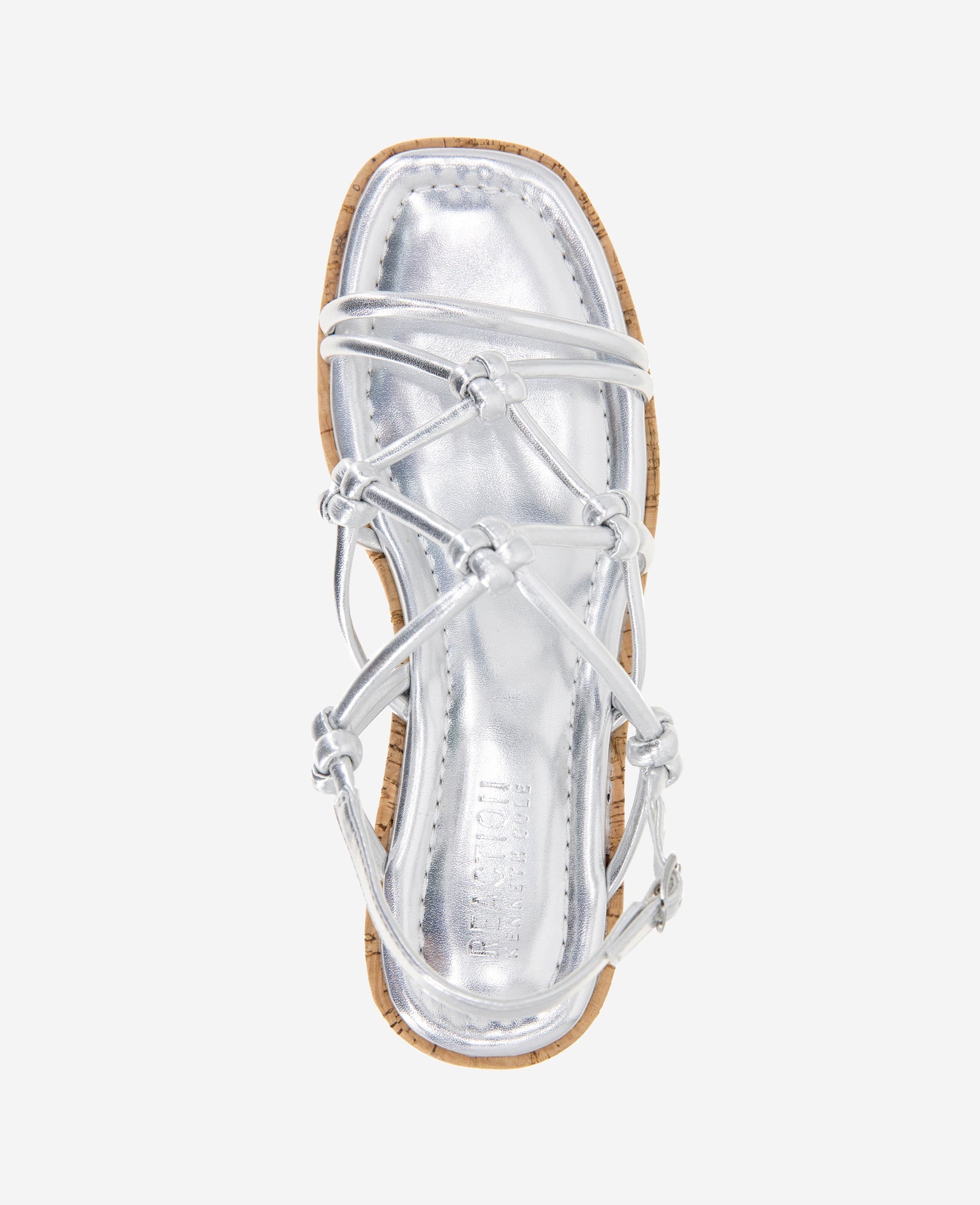 Kenneth Cole Shop Essa Silver Metallic Cork Platform Sandal | KC Reaction | SILVER METALLIC