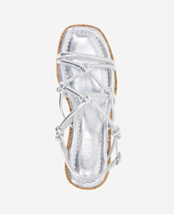 Kenneth Cole Shop Essa Silver Metallic Cork Platform Sandal | KC Reaction | SILVER METALLIC