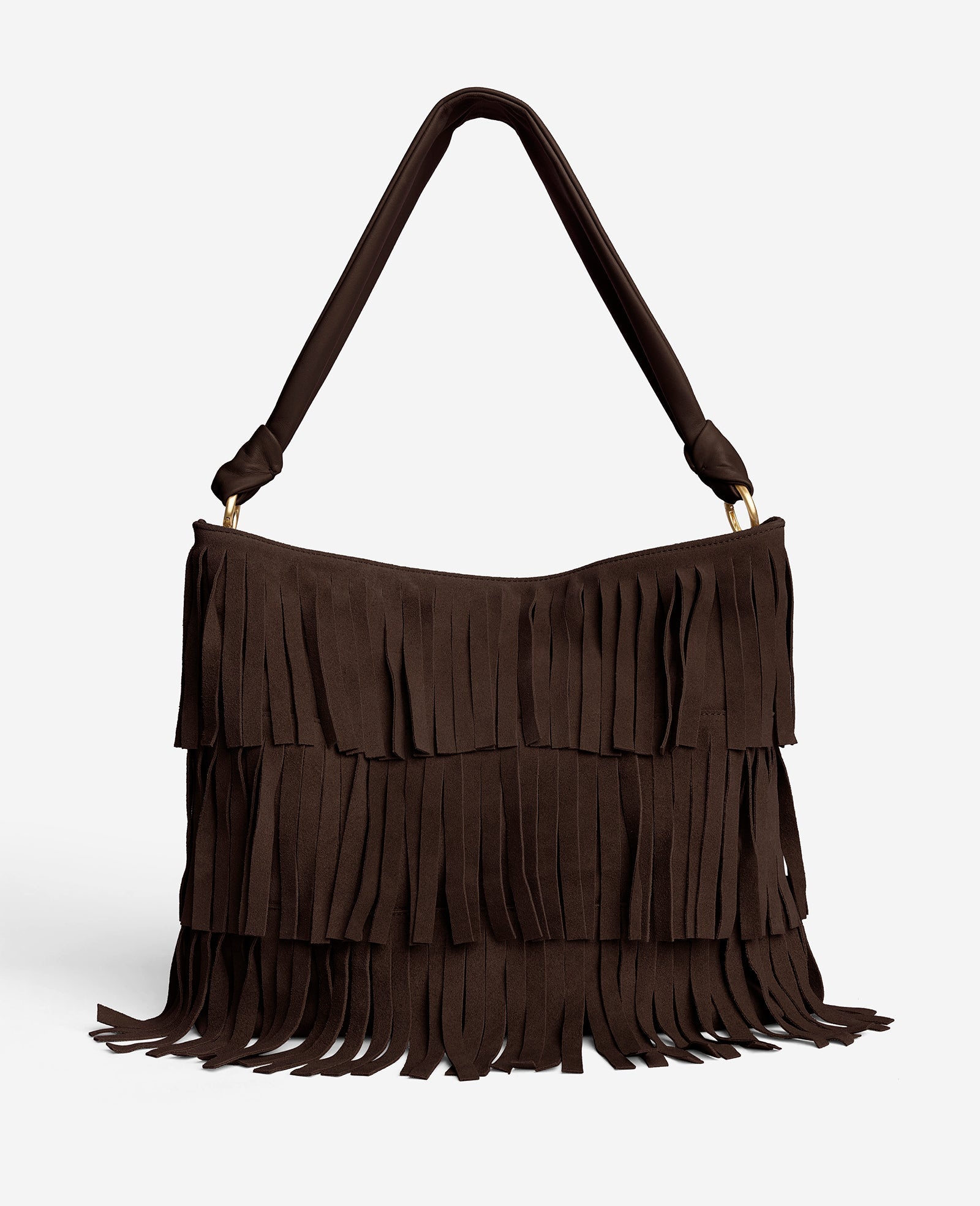 Kenneth Cole Fringe Slouch Hobo Bag | DARK BROWN