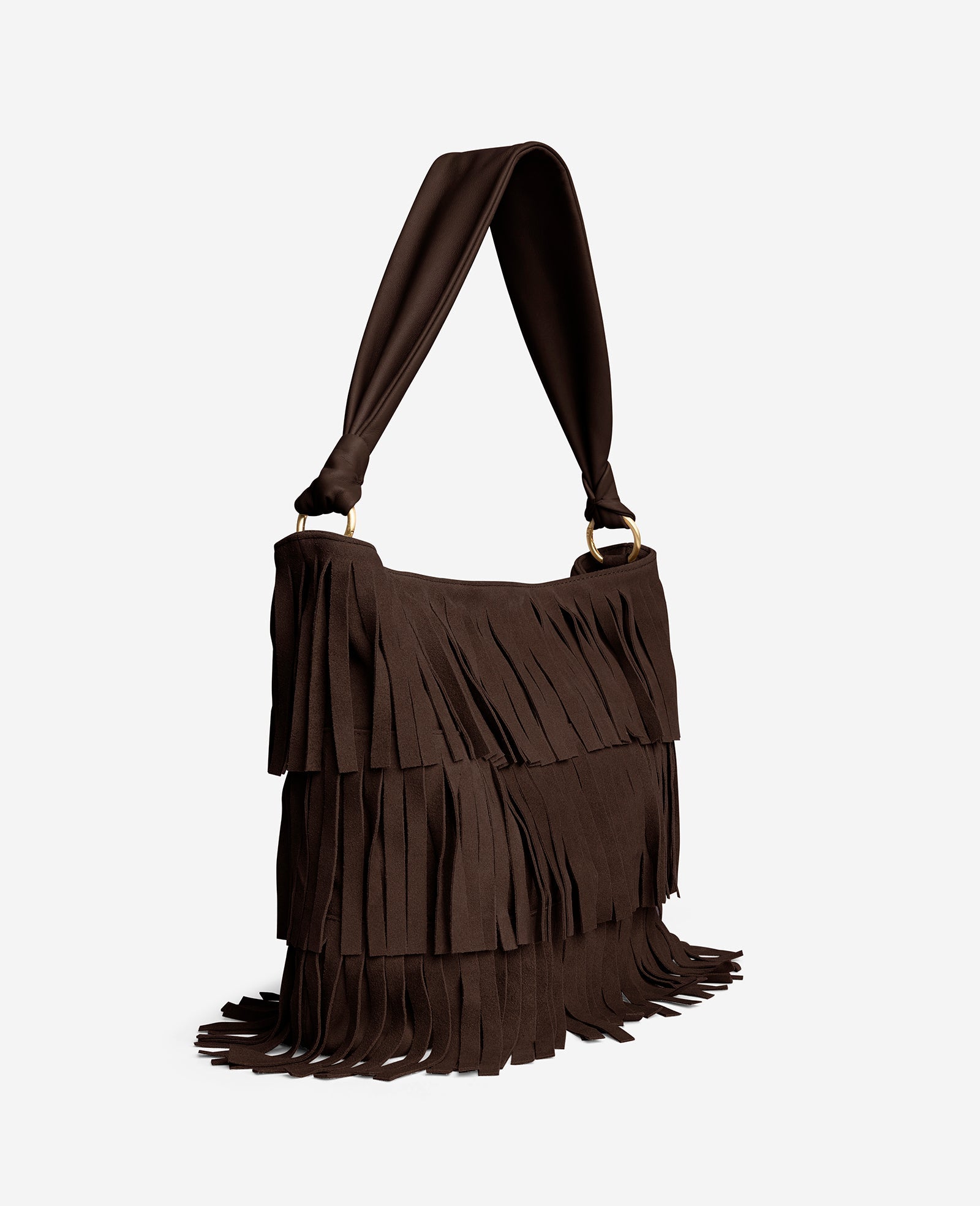Kenneth Cole Fringe Slouch Hobo Bag | DARK BROWN