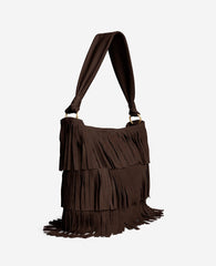 Kenneth Cole Fringe Slouch Hobo Bag | DARK BROWN