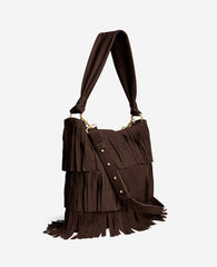Kenneth Cole Fringe Slouch Hobo Bag | DARK BROWN