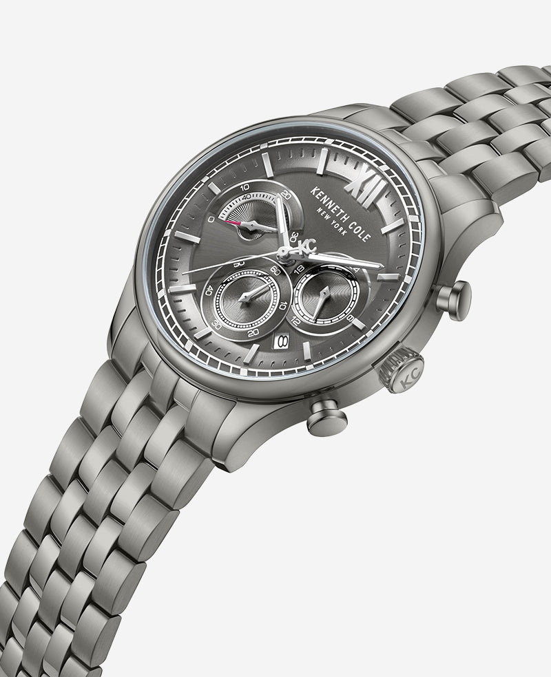 Kenneth Cole Dress Sport Chronograph Stainless Steel Bracelet Watch | GUN