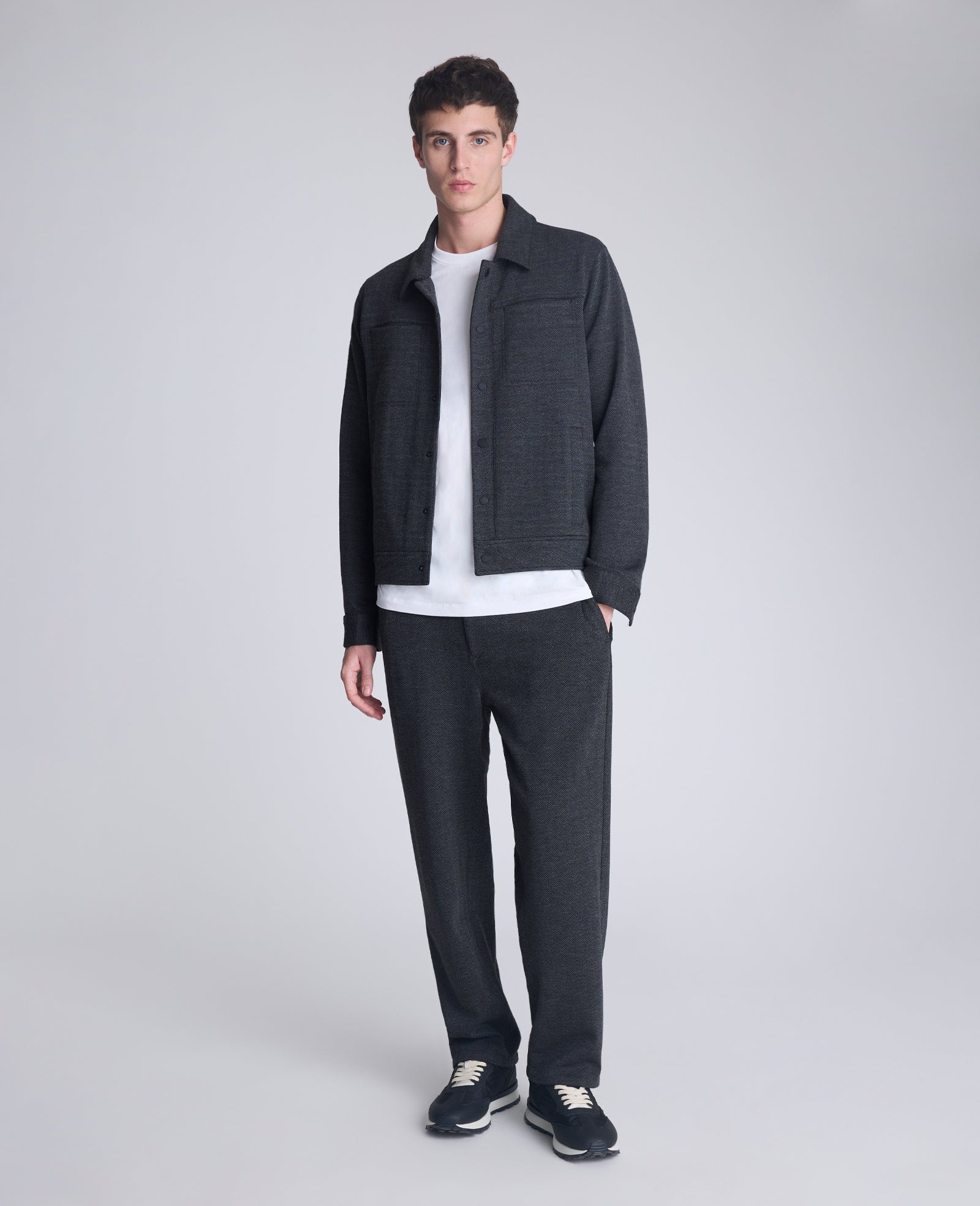 Kenneth Cole Shop Relaxed Cropped Slacks: Charcoal Mix, Stretch Fit | KC | CHARCOLE MIX
