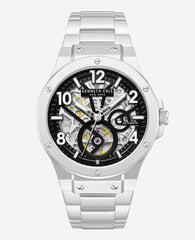 Kenneth Cole Skeleton Automatic Silver-IP Black Dial Stainless Steel Bracelet Watch | SILVER