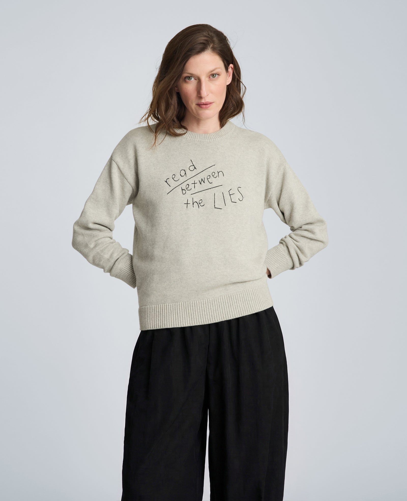 Kenneth Cole Shop Read Between The Lies Crewneck Sweater – Grey | KC | GREY