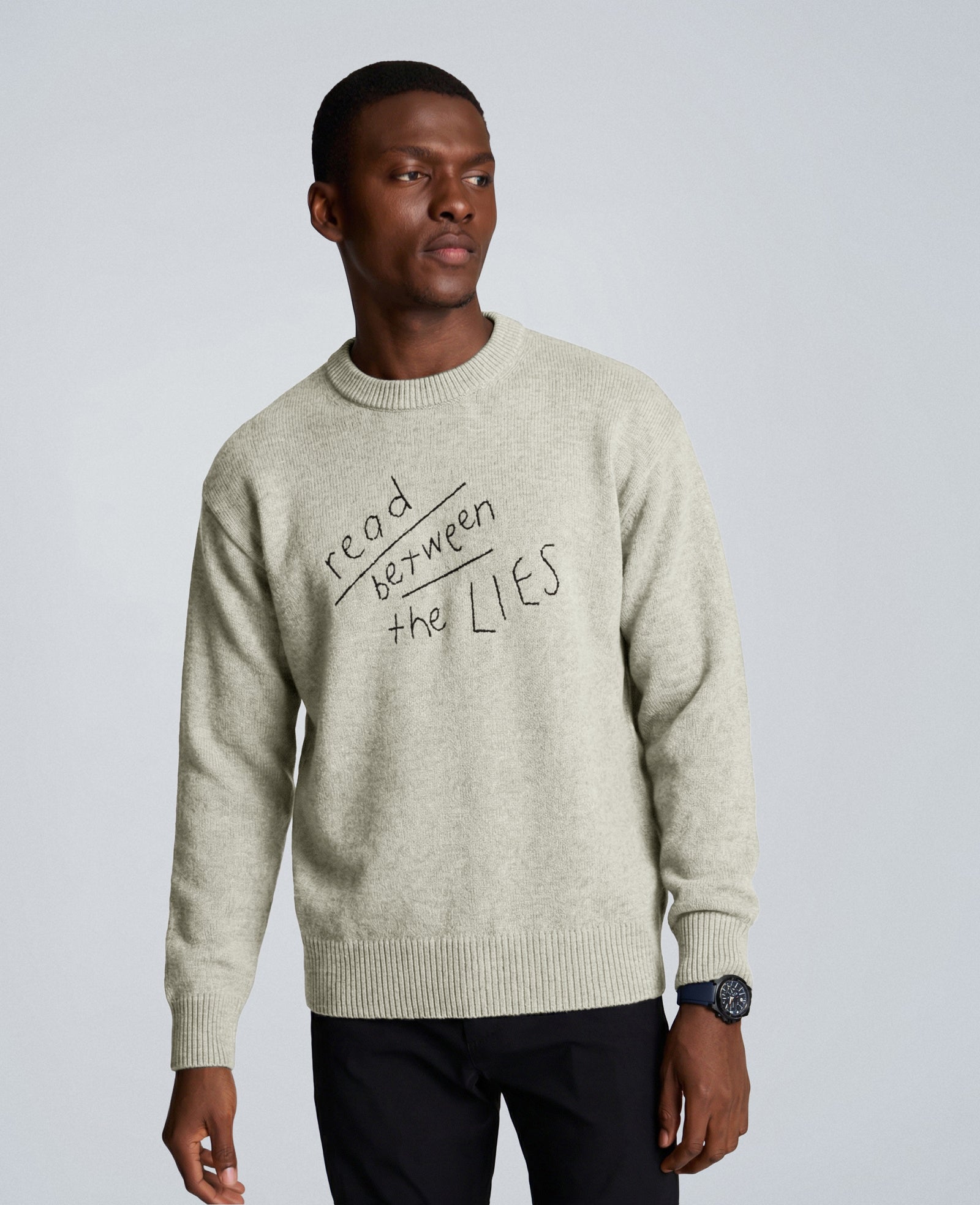 Kenneth Cole Shop Read Between The Lies Crewneck Sweater – Grey | KC | GREY