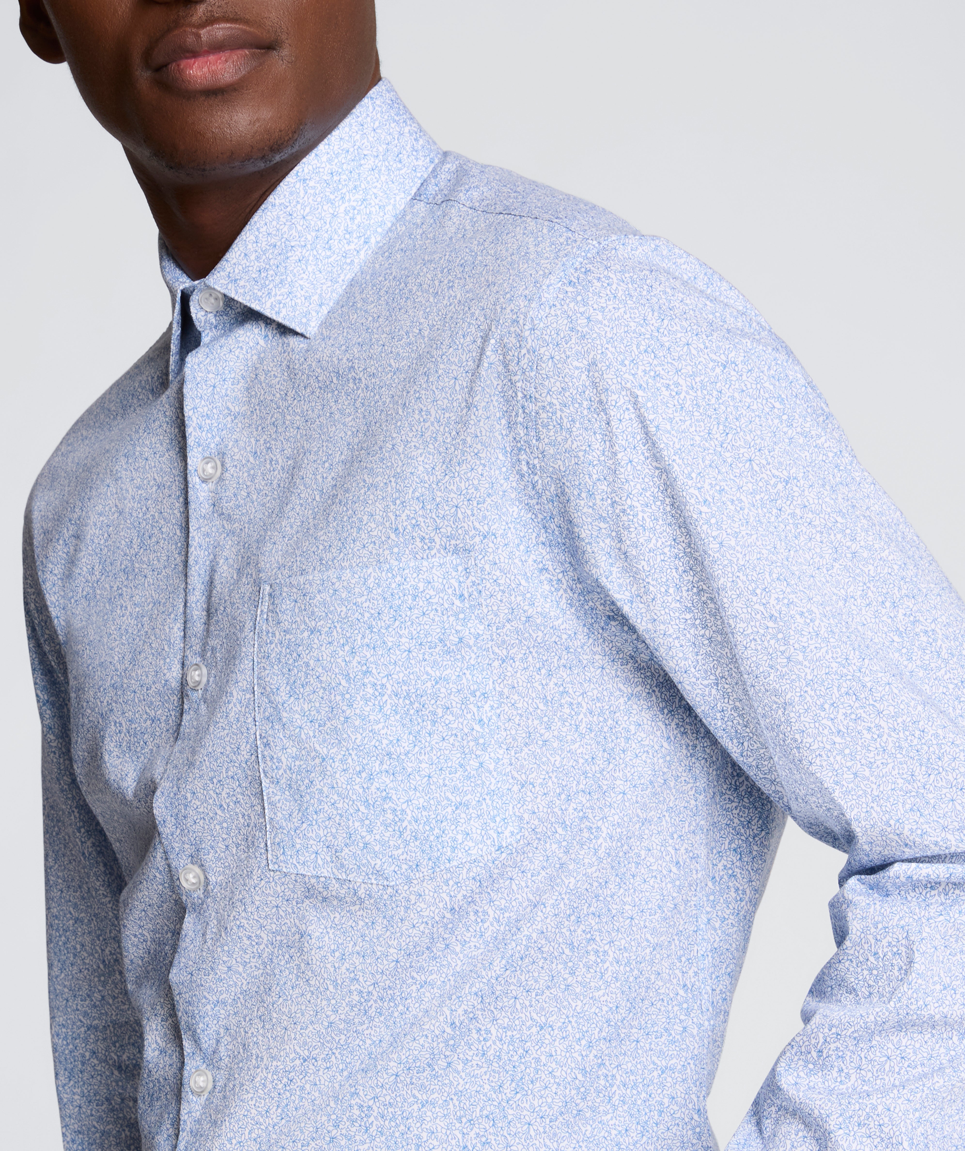 Kenneth Cole REACTION - Slim Fit Flex Stretch Dress Shirt | BLUE FLORAL