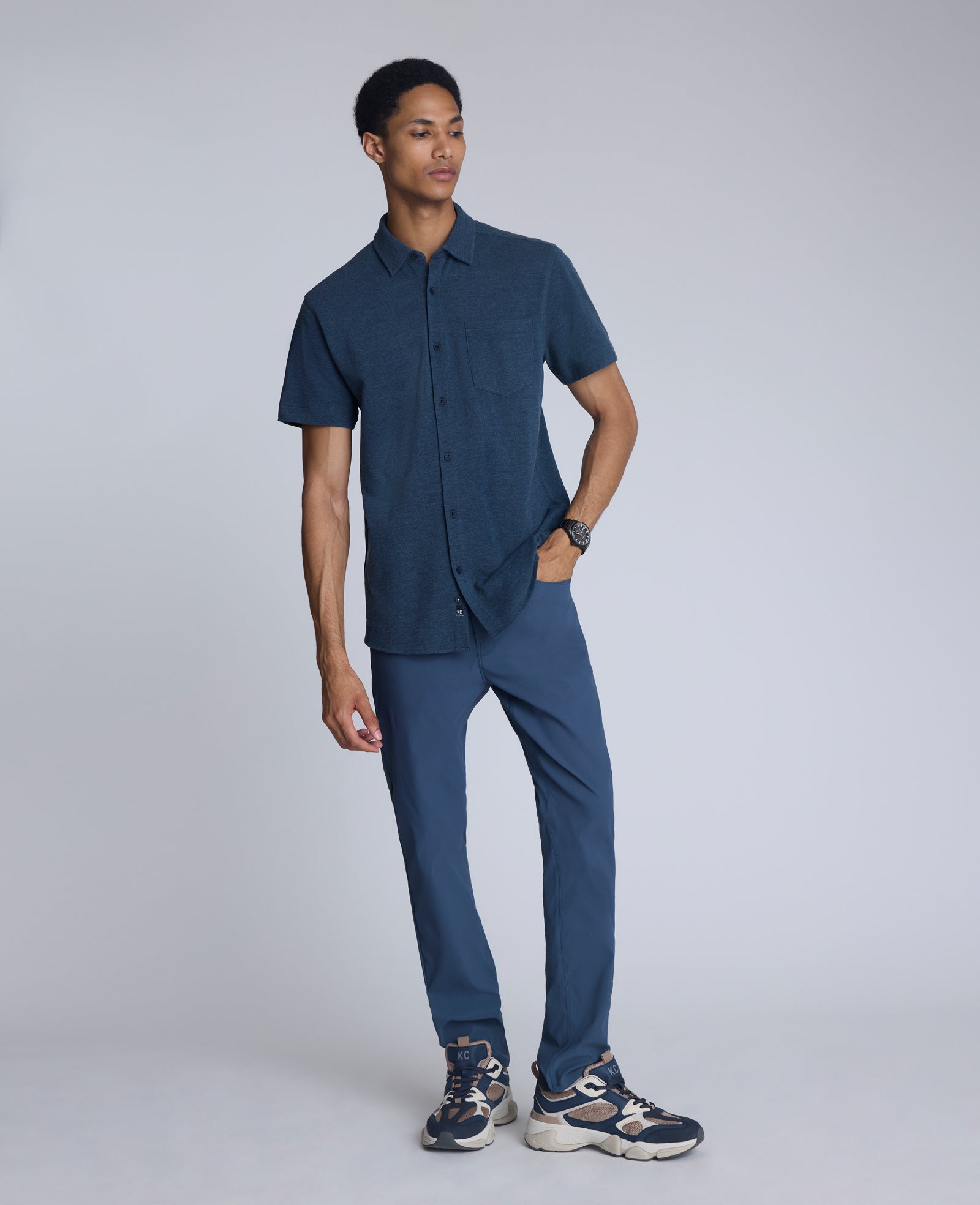 Kenneth Cole Shop Short Sleeve Sportshirt: Heather Blue | Kenneth Cole | HEATHER BLUE