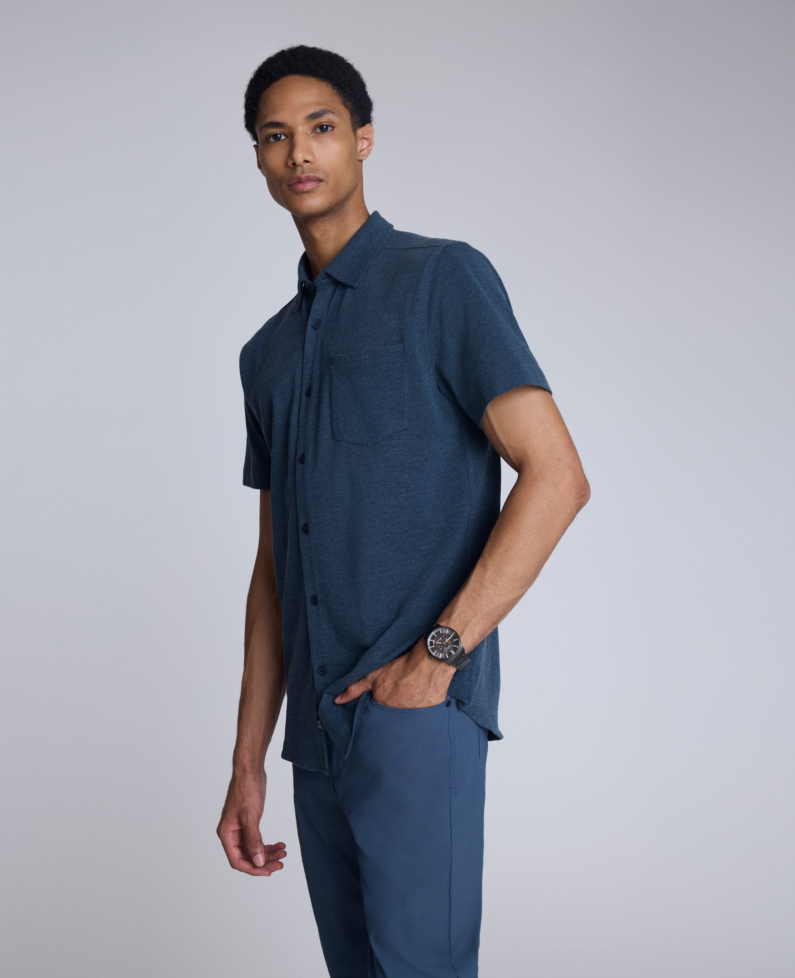 Kenneth Cole Shop Short Sleeve Sportshirt: Heather Blue | Kenneth Cole | HEATHER BLUE