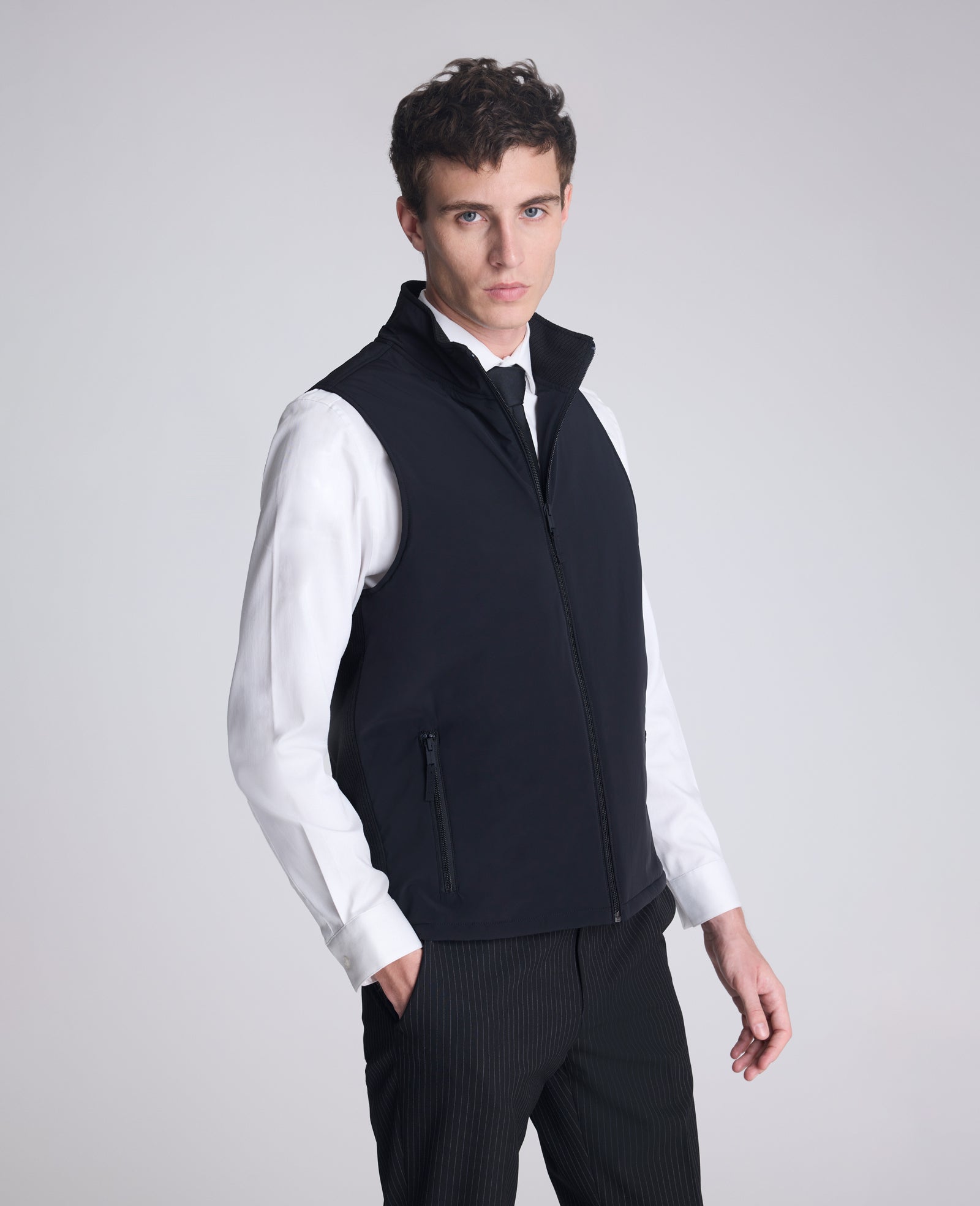 Kenneth Cole Shop Mixed Media Vest: Black, Lightweight Insulated | KC | BLACK