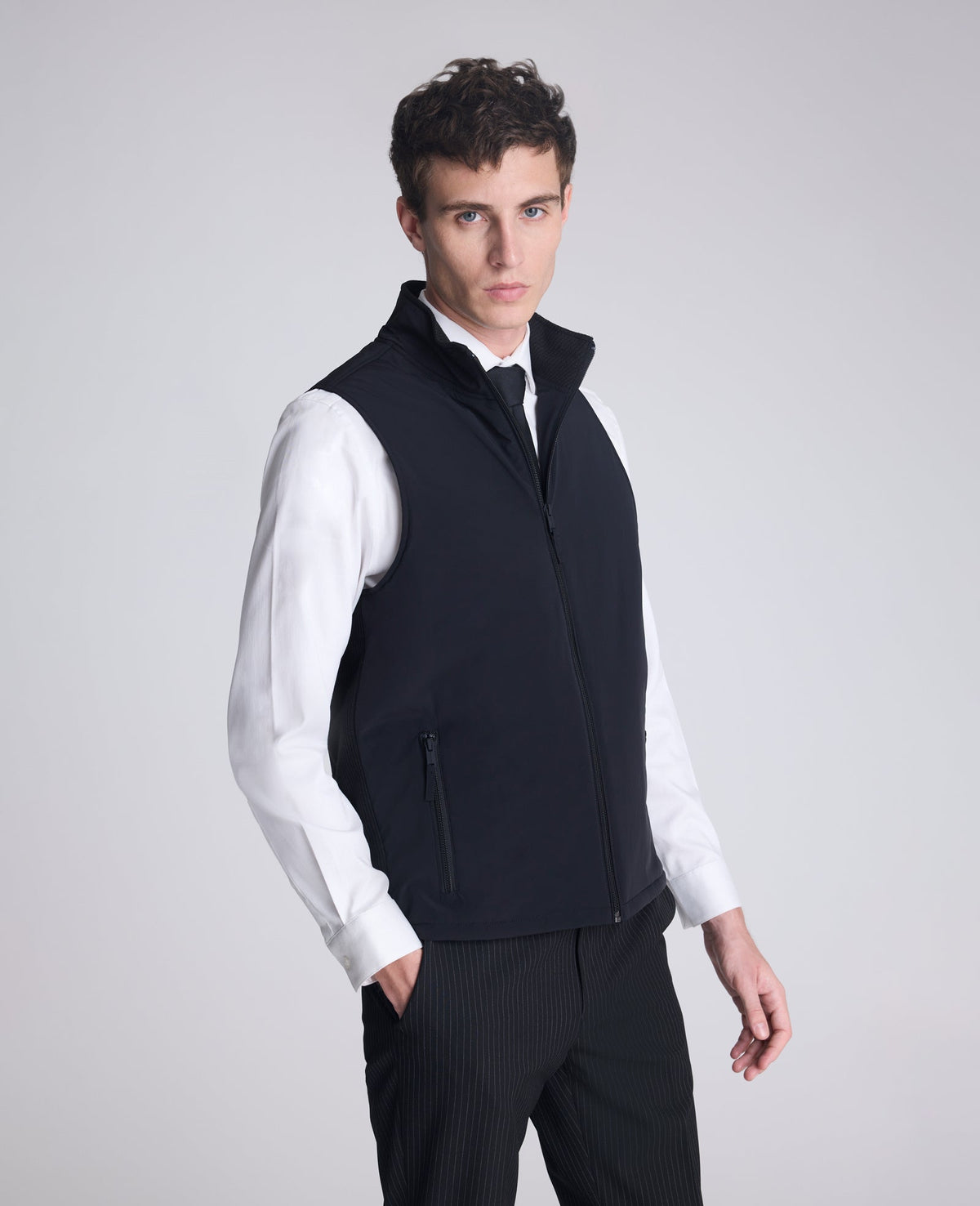 Kenneth Cole Shop Mixed Media Vest: Black, Lightweight Insulated | KC | BLACK